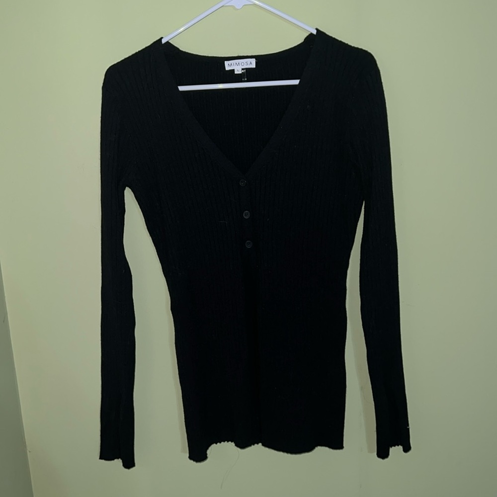 Black Long Sleeve Partial Button Down - image 1